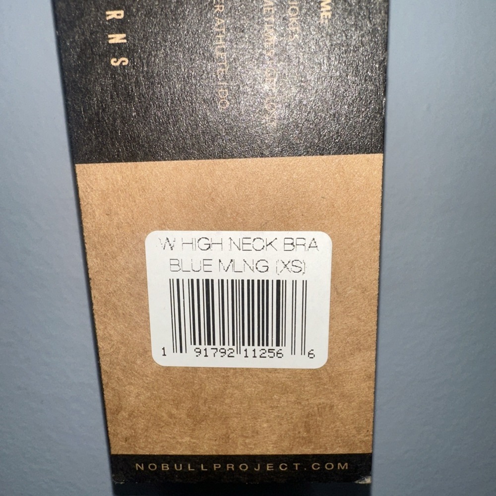 NOBULL Women's High Neck Sports Bra XS Blue Melange Strappy Back NWT - Picture 6 of 9